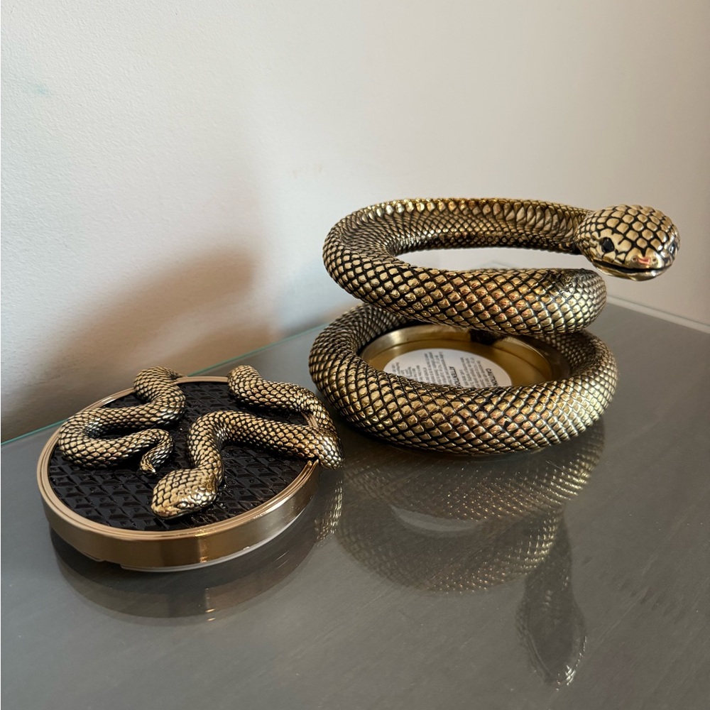 Bath & Body Works Coiled Snake Candle Holder and Snake Candle Lid Set